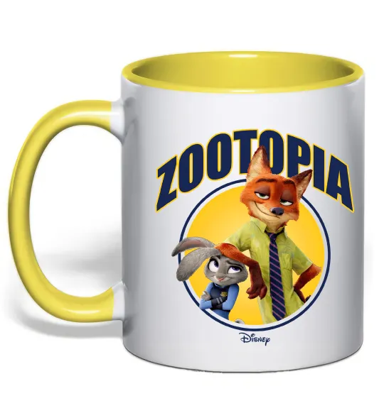 Чашка с цветной ручкой Нік та Джуді Зоотрополіс Лимонный фото