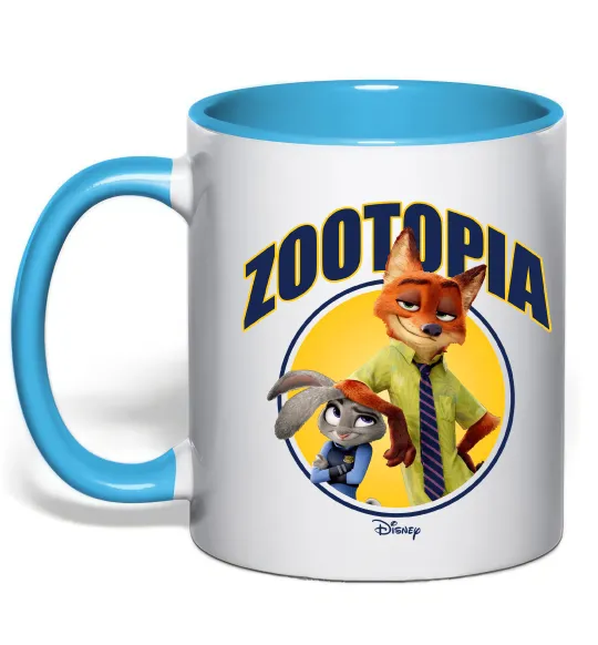 Чашка с цветной ручкой Нік та Джуді Зоотрополіс Голубой фото