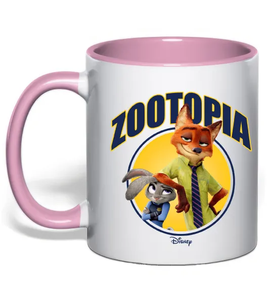 Чашка с цветной ручкой Нік та Джуді Зоотрополіс Нежно розовый фото