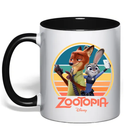 Чашка с цветной ручкой Nick and Judy selfie Черный фото