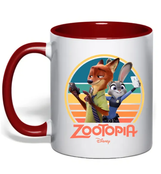 Чашка с цветной ручкой Nick and Judy selfie Красный фото