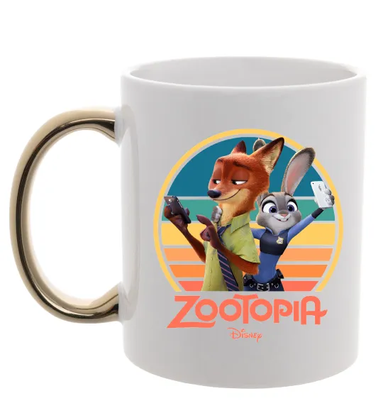 Чашка с цветной ручкой Nick and Judy selfie Золото фото