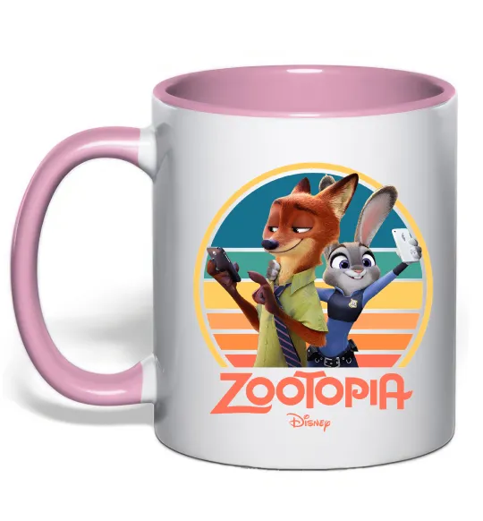 Чашка с цветной ручкой Nick and Judy selfie Нежно розовый фото