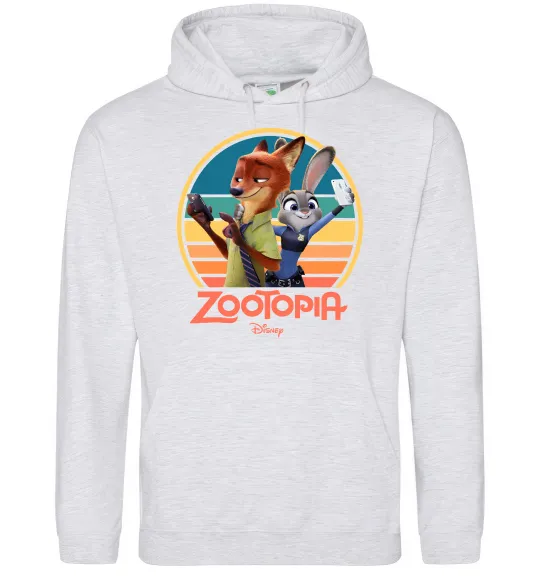 Женская толстовка (худи) Nick and Judy selfie Серый меланж фото