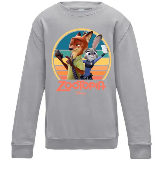 Детский Свитшот Nick and Judy selfie Серый меланж фото