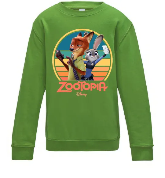 Детский Свитшот Nick and Judy selfie Лаймовый фото