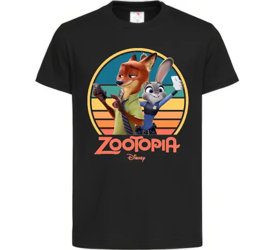 Детская футболка Nick and Judy selfie Черный фото