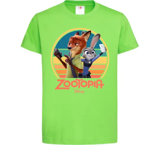 Детская футболка Nick and Judy selfie Лаймовый фото