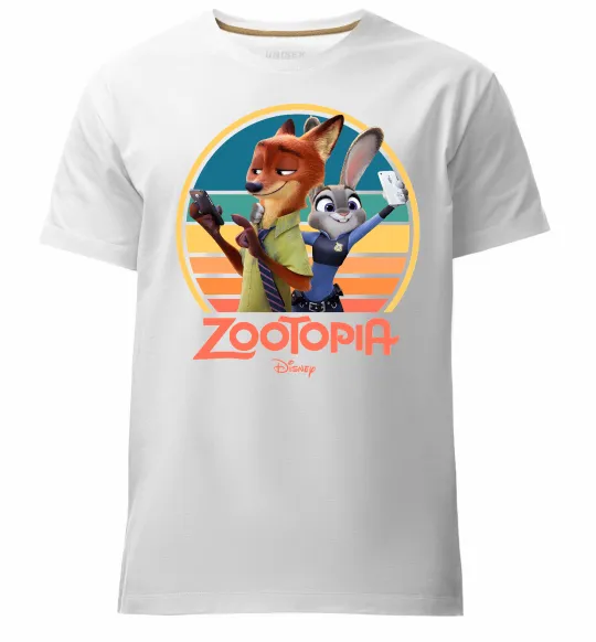 Мужская премиум футболка Nick and Judy selfie Белый фото