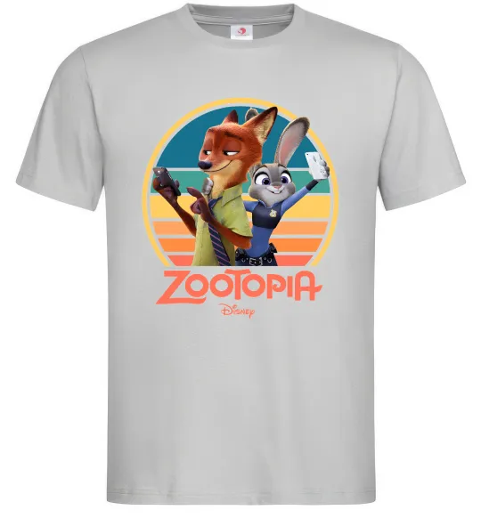 Мужская футболка Nick and Judy selfie Серый фото