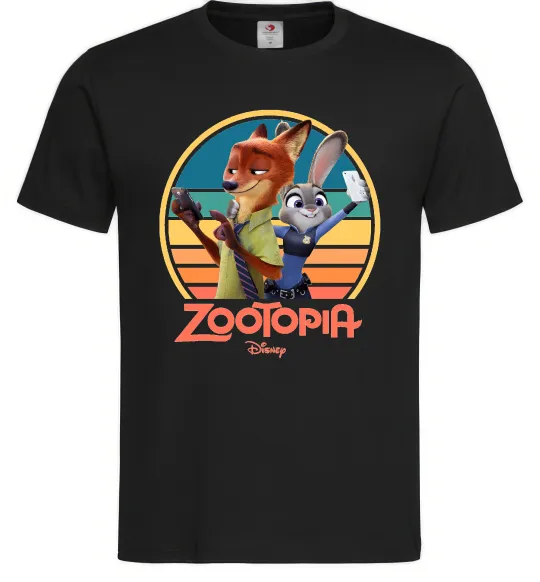 Мужская футболка Nick and Judy selfie Черный фото