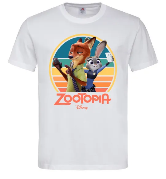 Мужская футболка Nick and Judy selfie Белый фото