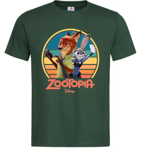 Мужская футболка Nick and Judy selfie Темно-зеленый фото