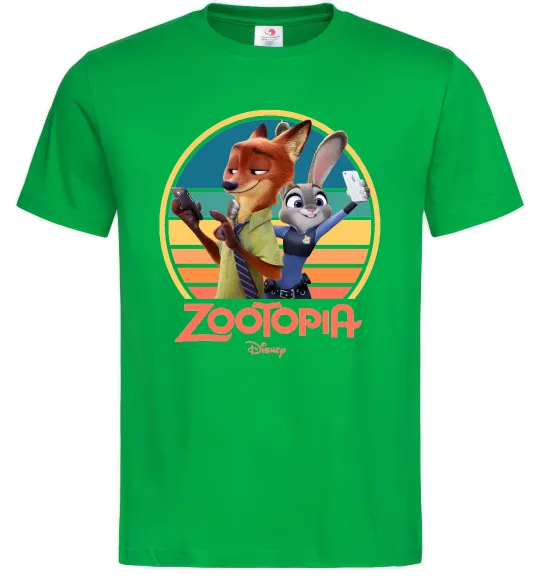 Мужская футболка Nick and Judy selfie Зеленый фото