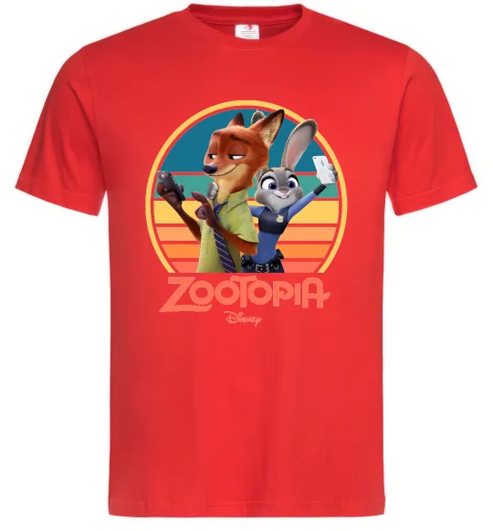 Мужская футболка Nick and Judy selfie Красный фото