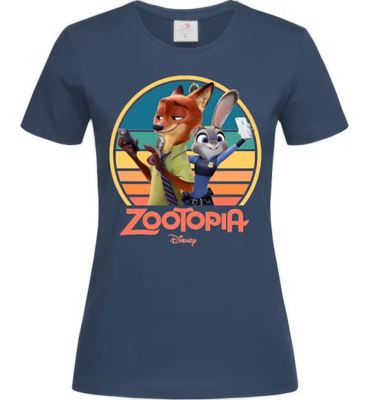 Женская футболка Nick and Judy selfie Темно-синий фото