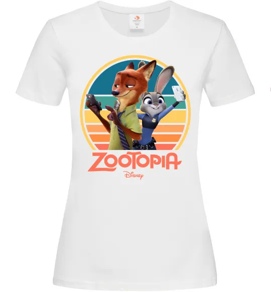 Женская футболка Nick and Judy selfie Белый фото