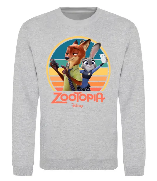 Свитшот Nick and Judy selfie Серый меланж фото