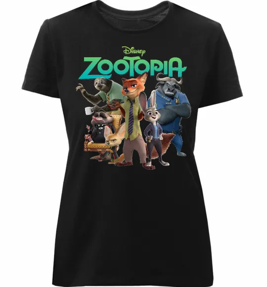 Жіноча преміум футболка Zootopia disney Чорний фото