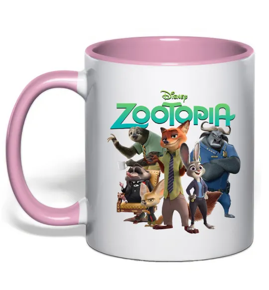Чашка с цветной ручкой Zootopia disney Нежно розовый фото