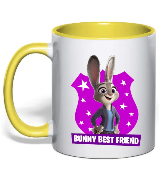 Чашка с цветной ручкой Bunny Best Friend Солнечно желтый фото