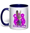 Чашка с цветной ручкой Bunny Best Friend Глубокий темно-синий фото