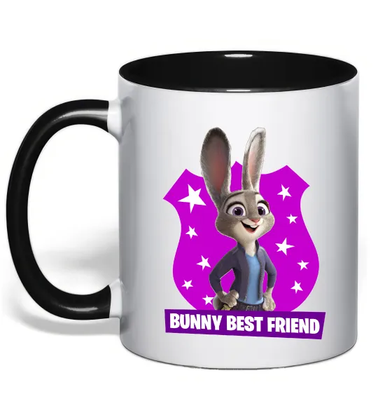 Чашка с цветной ручкой Bunny Best Friend Черный фото