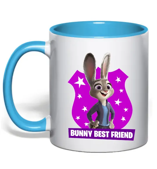 Чашка с цветной ручкой Bunny Best Friend Голубой фото