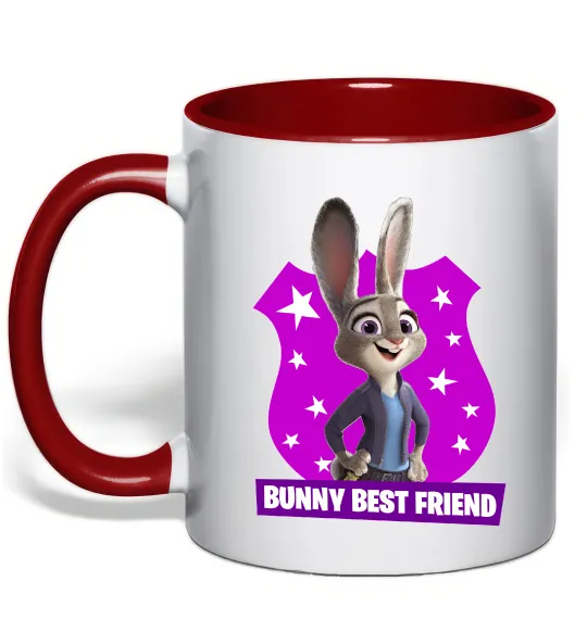 Чашка с цветной ручкой Bunny Best Friend Красный фото