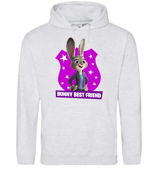 Мужская толстовка (худи) Bunny Best Friend Серый меланж фото