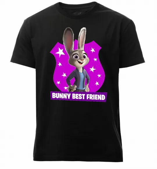Мужская премиум футболка Bunny Best Friend Черный фото
