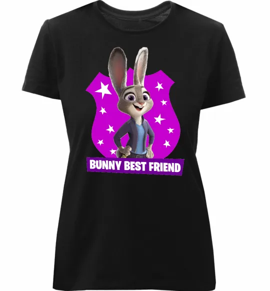 Женская премиум футболка Bunny Best Friend Черный фото