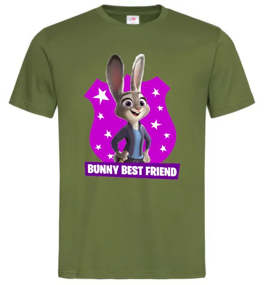 Мужская футболка Bunny Best Friend Оливковый фото