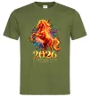 Мужская футболка 2026 Рік вогняного коня, колір - оливковий, розмір - XL Оливковый фото