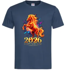 Чоловіча футболка 2026 Рік вогняного коня, колір - темно-синій, розмір - XL Темно-синій фото