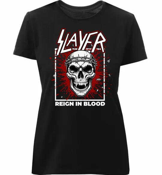 Жіноча преміум футболка Slayer Reign in blood Чорний фото