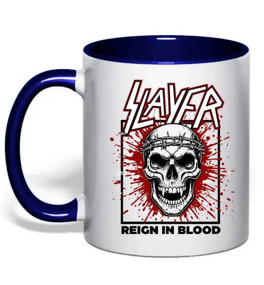 Чашка з кольоровою ручкою Slayer Reign in blood Глибокий темно-синій фото