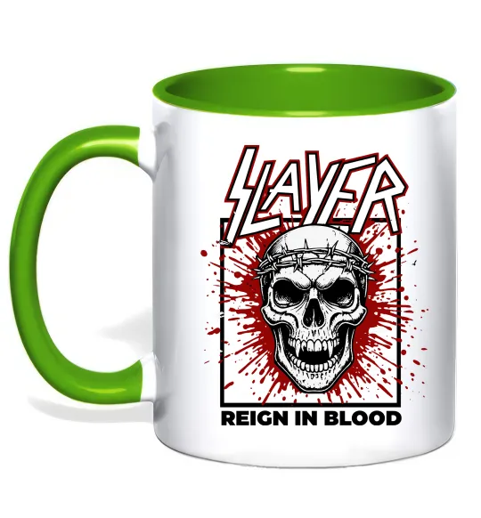 Чашка з кольоровою ручкою Slayer Reign in blood Зелений фото