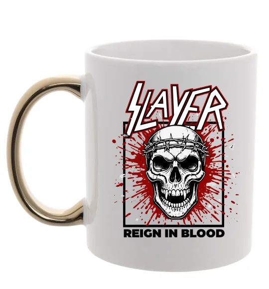 Чашка з кольоровою ручкою Slayer Reign in blood Золото фото