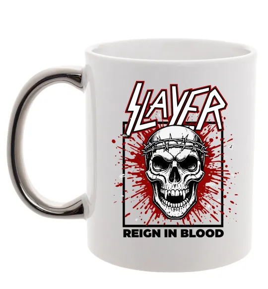 Чашка з кольоровою ручкою Slayer Reign in blood Срібло фото