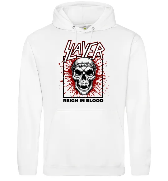 Чоловіча толстовка (худі) Slayer Reign in blood Білий фото