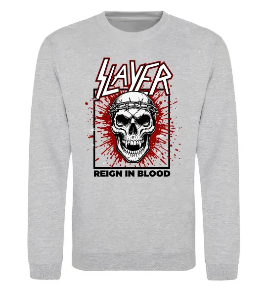 Світшот Slayer Reign in blood Сірий меланж фото
