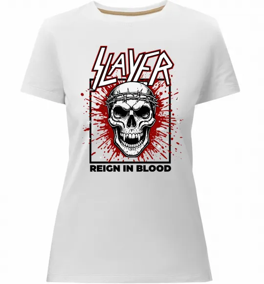 Жіноча преміум футболка Slayer Reign in blood Білий фото