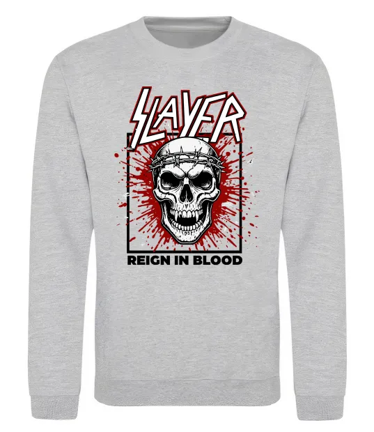 Світшот Slayer Reign in blood Сірий меланж фото