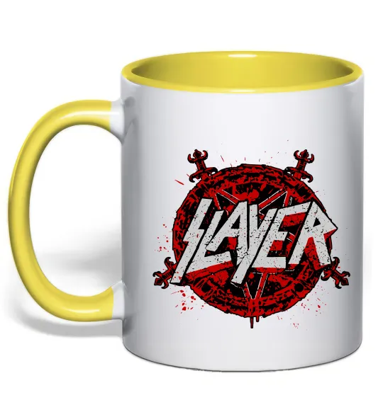Чашка з кольоровою ручкою Slayer logo Сонячно жовтий фото