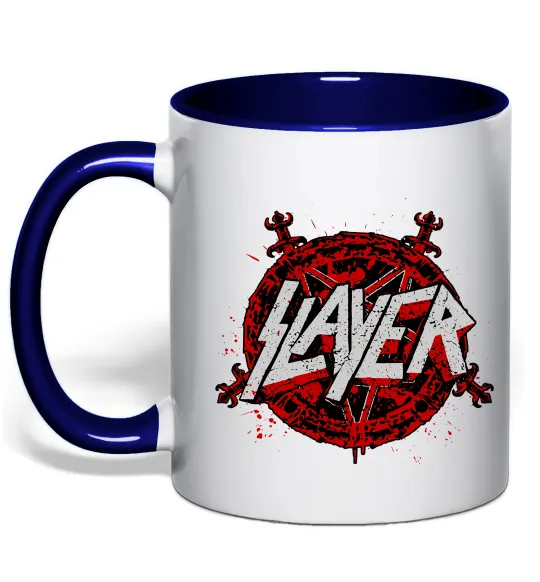 Чашка з кольоровою ручкою Slayer logo Глибокий темно-синій фото