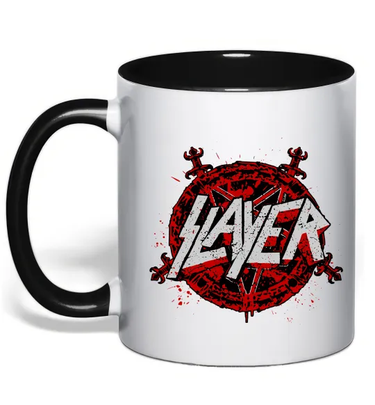 Чашка з кольоровою ручкою Slayer logo Чорний фото