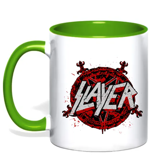 Чашка з кольоровою ручкою Slayer logo Лаймовий фото