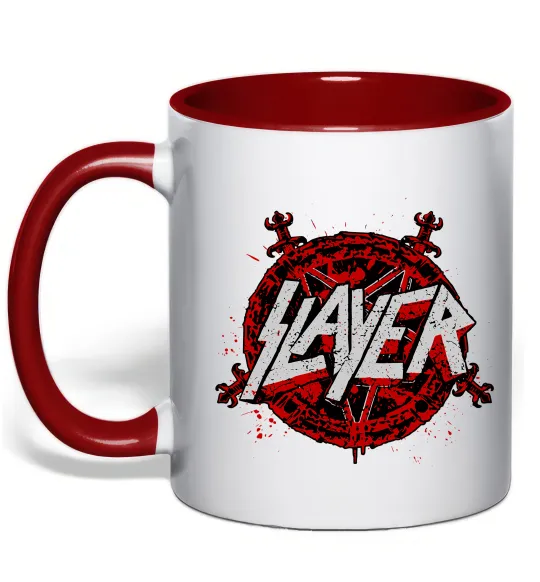 Чашка з кольоровою ручкою Slayer logo Червоний фото