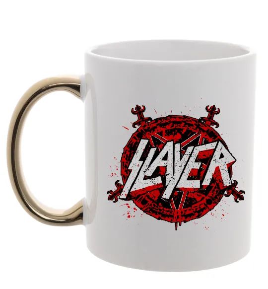 Чашка з кольоровою ручкою Slayer logo Золото фото